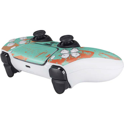 Turquoise and Orange Marble PS5 Controller Skin