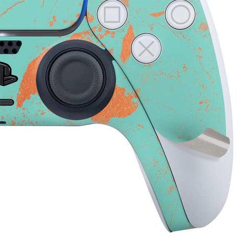 Turquoise and Orange Marble PS5 Controller Skin