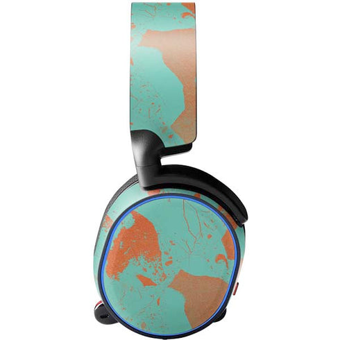 Turquoise and Orange Marble SteelSeries Arctis 3 Skin