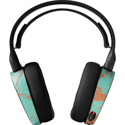 Turquoise and Orange Marble SteelSeries Arctis 3 Skin