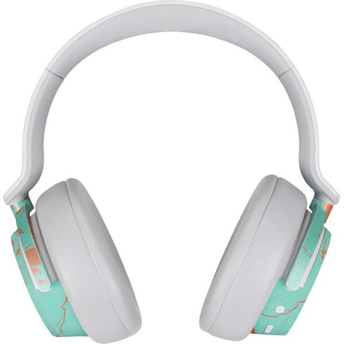 Turquoise and Orange Marble Surface Headphones Skin