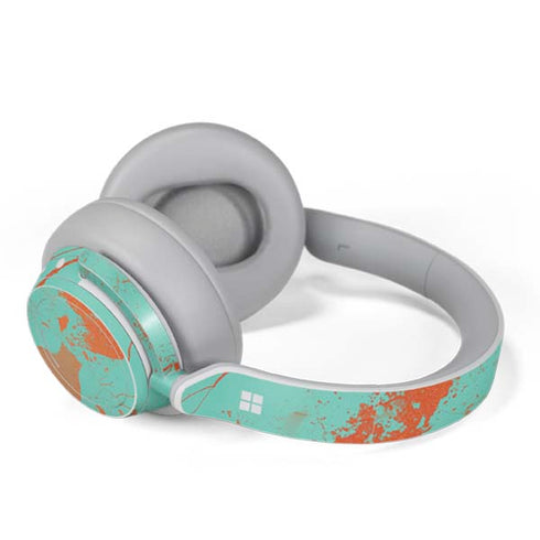 Turquoise and Orange Marble Surface Headphones Skin