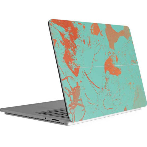 Turquoise and Orange Marble Surface Laptop Studio Skin