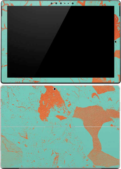 Turquoise and Orange Marble Surface Pro 4 Skin
