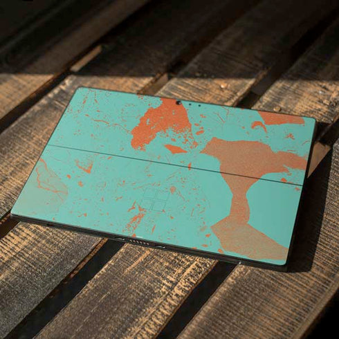 Turquoise and Orange Marble Surface Pro 6 Skin