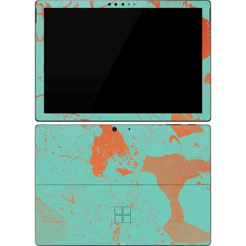 Turquoise and Orange Marble Surface Pro 7 Skin