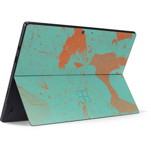 Turquoise and Orange Marble Surface Pro 7 Skin
