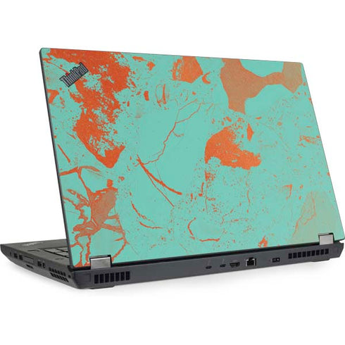 Turquoise and Orange Marble Lenovo ThinkPad Skin