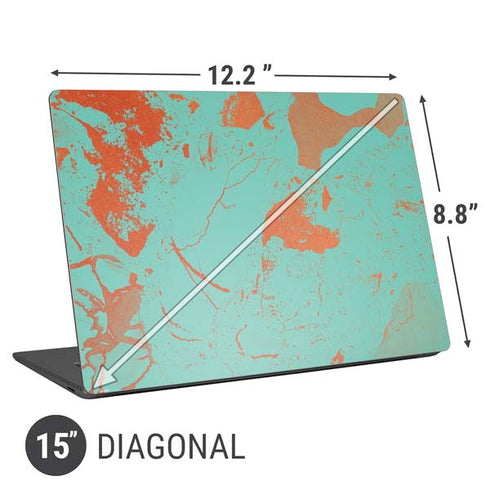 Turquoise and Orange Marble Universal Laptop 15in (12.2 x 8.8in) Skin