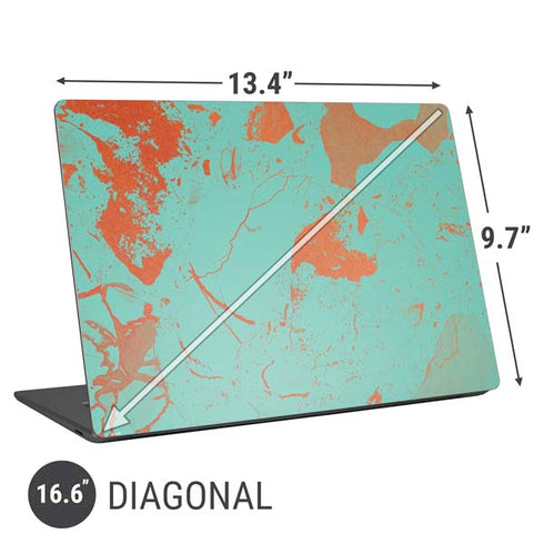 Turquoise and Orange Marble Universal Laptop 16.6in (13.4 x 9.7in) Skin