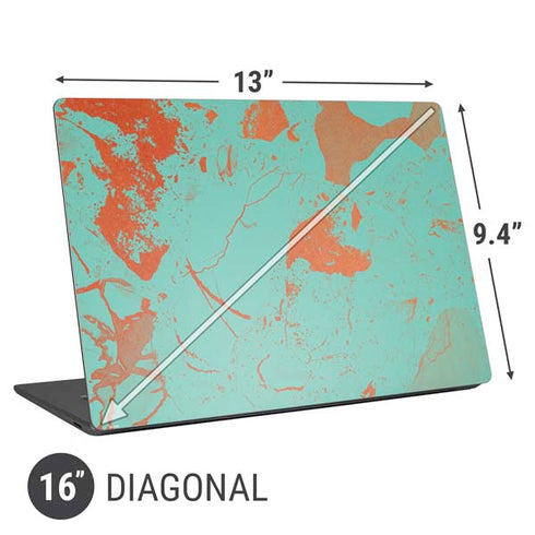 Turquoise and Orange Marble Universal Laptop 16in (13 x 9.4in) Skin