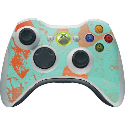 Turquoise and Orange Marble Xbox 360 Wireless Controller Skin