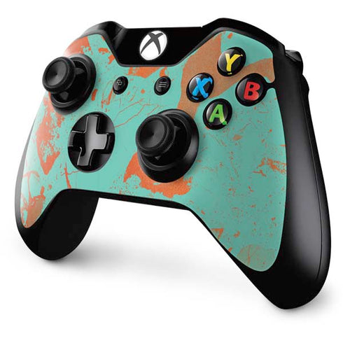 Turquoise and Orange Marble Xbox One Controller Skin