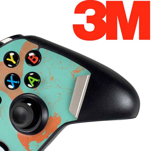Turquoise and Orange Marble Xbox One Controller Skin