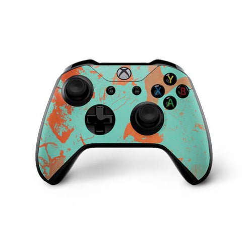 Turquoise and Orange Marble Xbox One X Bundle Skin