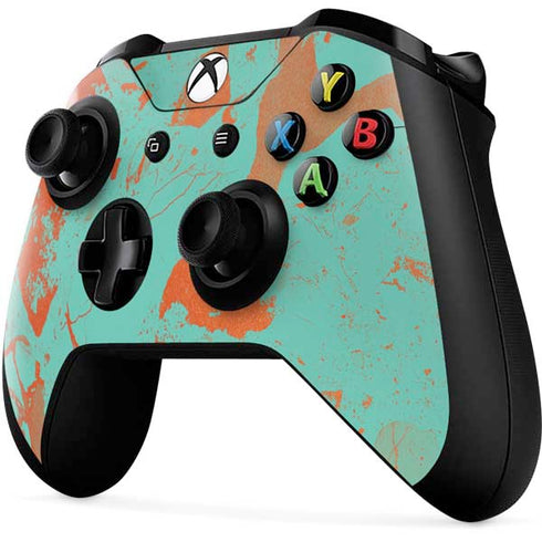 Turquoise and Orange Marble Xbox One X Controller Skin