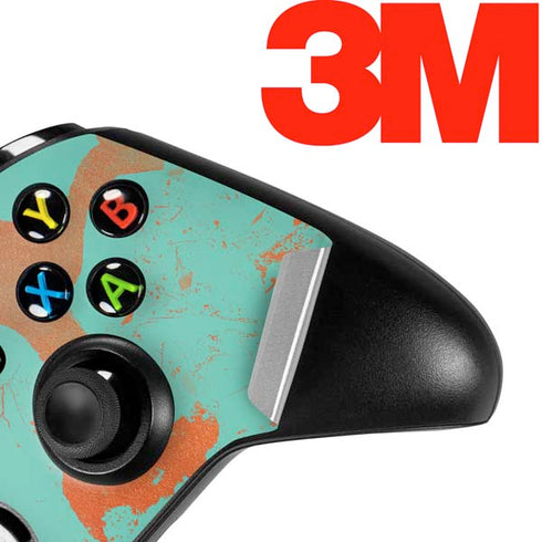 Turquoise and Orange Marble Xbox One X Controller Skin