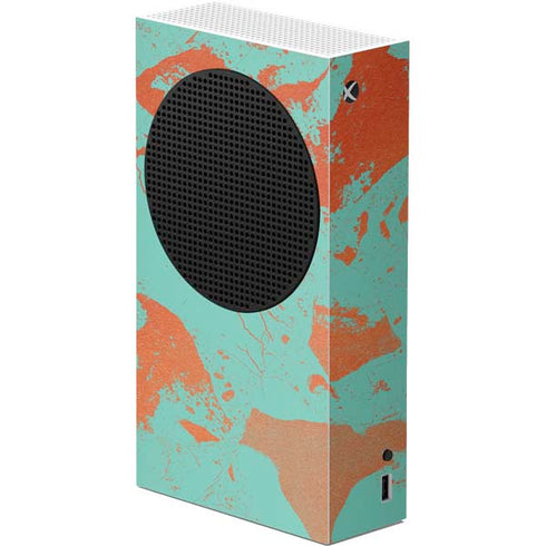 Turquoise and Orange Marble Xbox Series S Console Skin