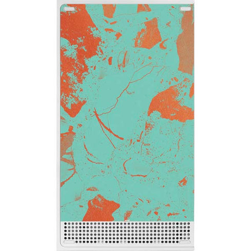 Turquoise and Orange Marble Xbox Series S Console Skin