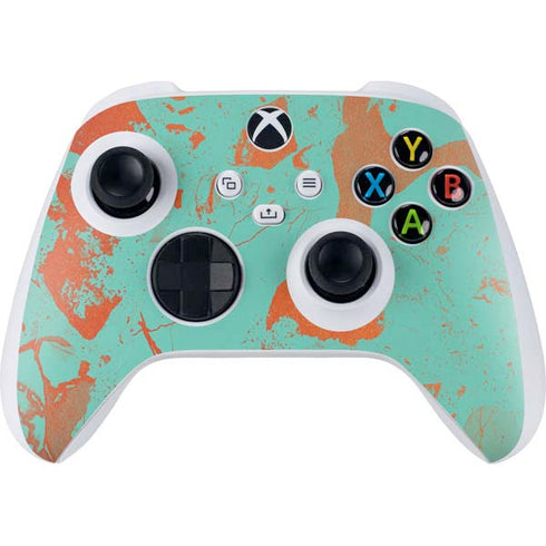 Turquoise and Orange Marble Xbox Series S Controller Skin