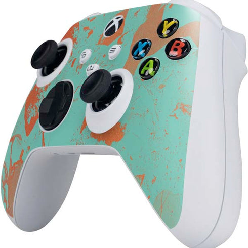 Turquoise and Orange Marble Xbox Series S Controller Skin