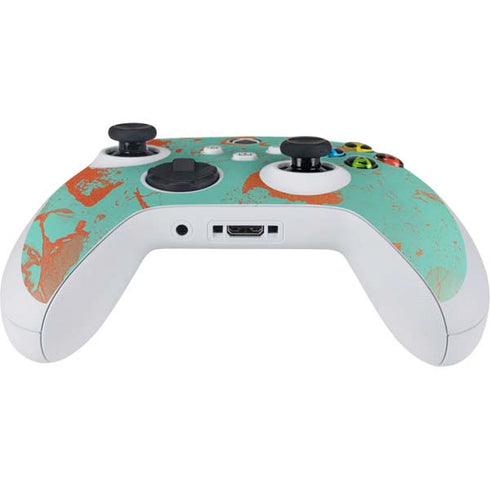 Turquoise and Orange Marble Xbox Series S Controller Skin