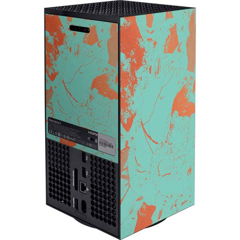 Turquoise and Orange Marble Xbox Series X Bundle Skin
