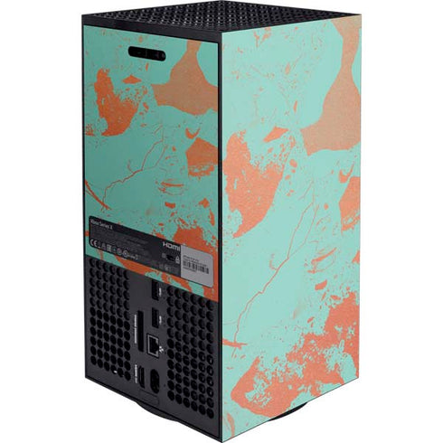Turquoise and Orange Marble Xbox Series X Console Skin