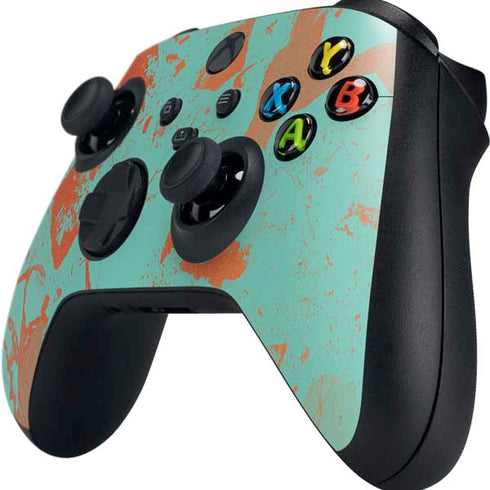 Turquoise and Orange Marble Xbox Series X Controller Skin