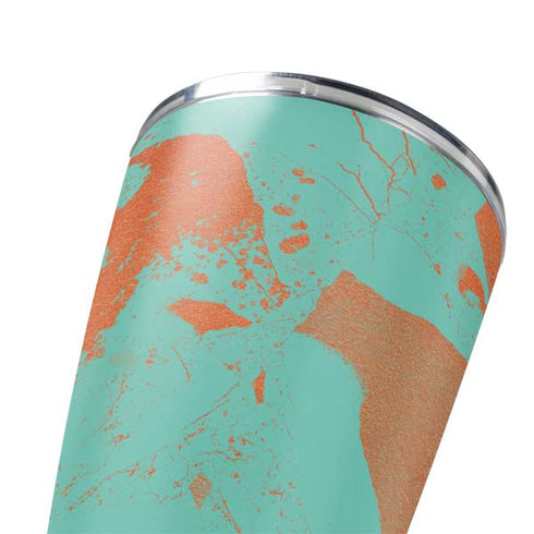 Turquoise and Orange Marble Yeti 20oz Tumbler Skin