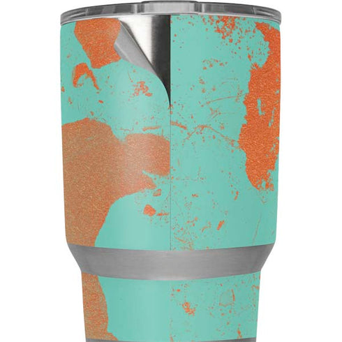 Turquoise and Orange Marble Yeti 20oz Tumbler Skin