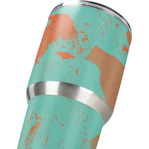 Turquoise and Orange Marble Yeti 30oz Rambler Tumbler Skin