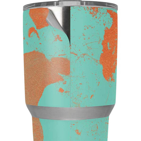Turquoise and Orange Marble Yeti 30oz Rambler Tumbler Skin