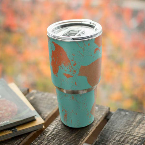 Turquoise and Orange Marble Yeti 30oz Rambler Tumbler Skin