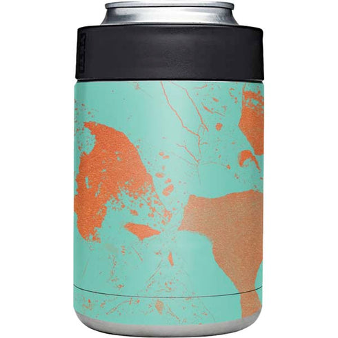 Turquoise and Orange Marble Yeti Colster Can Insulator Skin