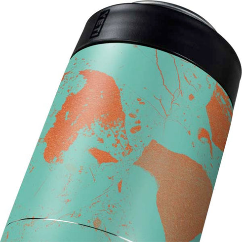 Turquoise and Orange Marble Yeti Colster Can Insulator Skin