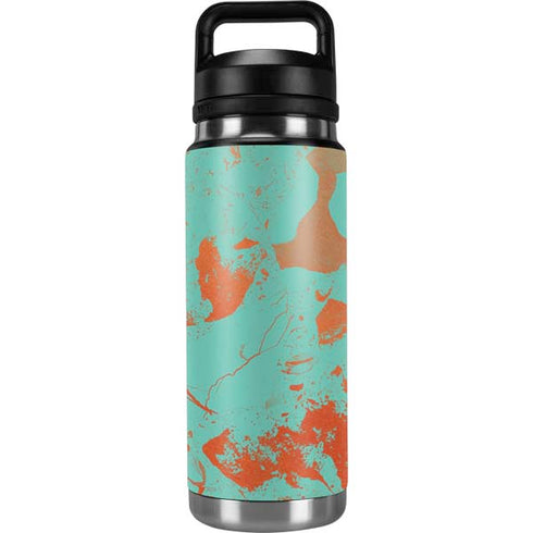 Turquoise and Orange Marble YETI Rambler 26oz Bottle Skin