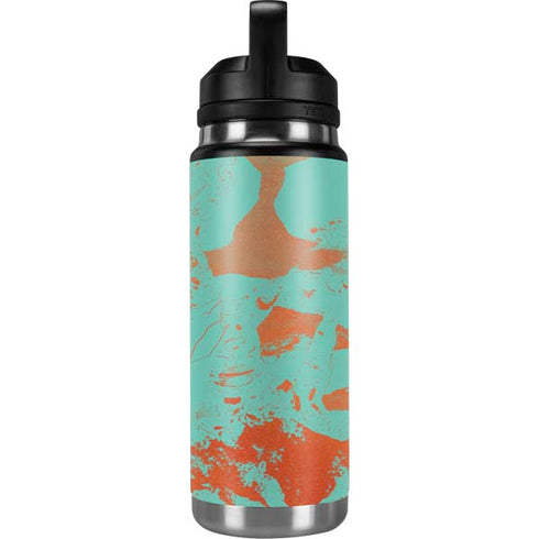 Turquoise and Orange Marble YETI Rambler 26oz Bottle Skin