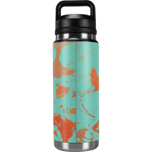 Turquoise and Orange Marble YETI Rambler 26oz Bottle Skin
