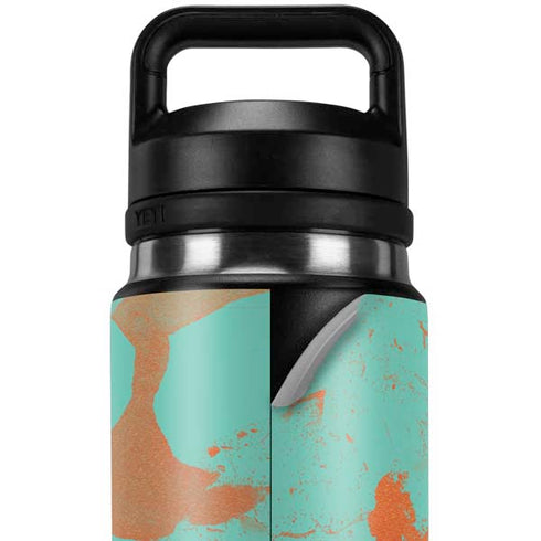 Turquoise and Orange Marble YETI Rambler 26oz Bottle Skin