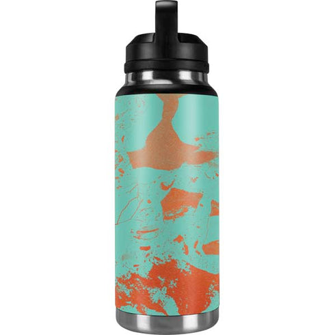 Turquoise and Orange Marble YETI Rambler 36oz Bottle Skin