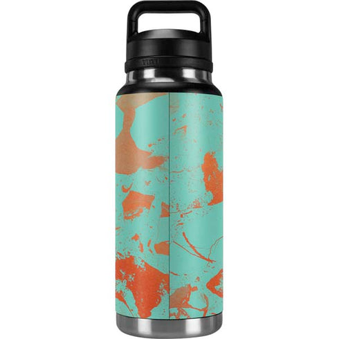 Turquoise and Orange Marble YETI Rambler 36oz Bottle Skin