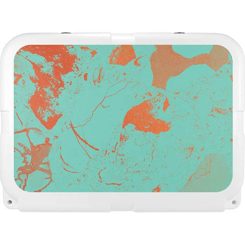 Turquoise and Orange Marble YETI Tundra 35 Hard Cooler Skin