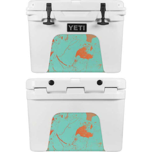 Turquoise and Orange Marble YETI Tundra 35 Hard Cooler Skin