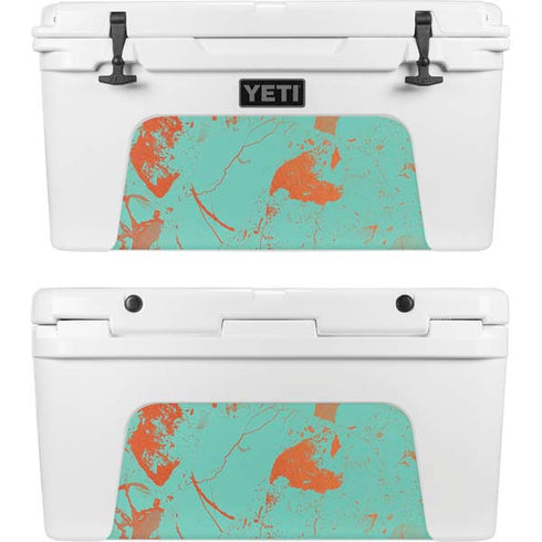 Turquoise and Orange Marble YETI Tundra 75 Hard Cooler Skin