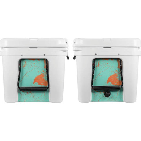 Turquoise and Orange Marble YETI Tundra 75 Hard Cooler Skin
