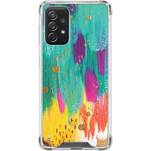Etta Vee Turquoise Brush Stroke Galaxy A72 5G Clear Case