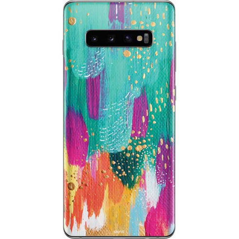Etta Vee Turquoise Brush Stroke Galaxy S10 Plus Skin