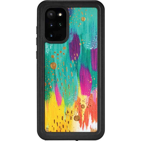 Etta Vee Turquoise Brush Stroke Galaxy S20 Plus Waterproof Case