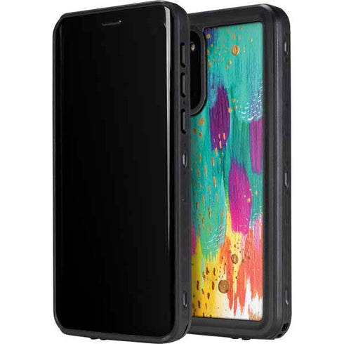 Etta Vee Turquoise Brush Stroke Galaxy S20 Plus Waterproof Case